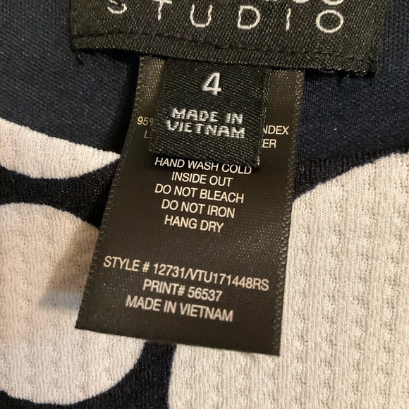 Enfocus Studio Dress Black White Size 4 Fit and Flare Cap Sleeves Circle… - Picture 6 of 10